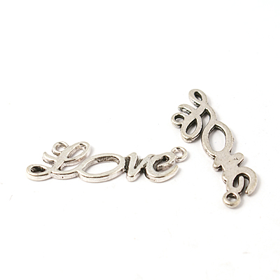 PandaHall 20PCS Antique Silver Valentine's Day Jewelry Making Tibetan Style Alloy Love Links, Cadmium Free & Nickel Free & Lead Free...