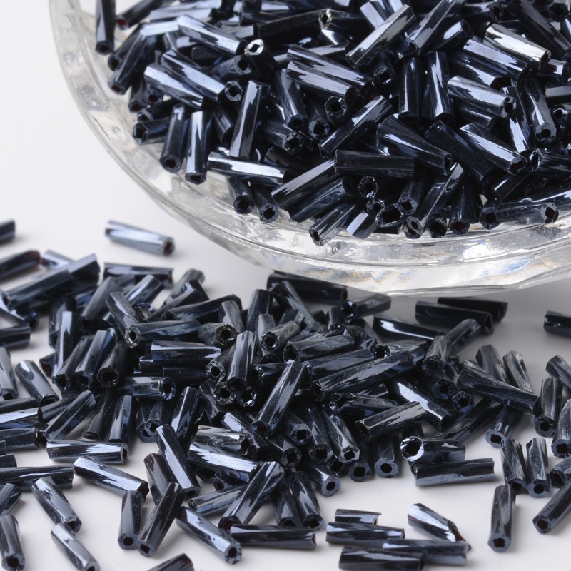 PandaHall Twisty Tube Opaque Colours Pearl Luster Plated Round Hole Glass Bugle Beads, PrussianBlue, 6~7x1.5~2mm, Hole: 0.5mm; About...