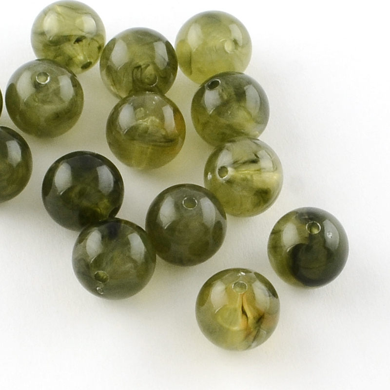 PandaHall Round Imitation Gemstone Acrylic Beads, Olive, 8mm, Hole: 2mm Acrylic Round Green