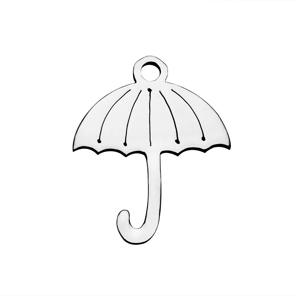 PandaHall 304 Stainless Steel Pendants, Umbrella, Stainless Steel Color, 16x13x1.1mm Stainless Steel Umbrella