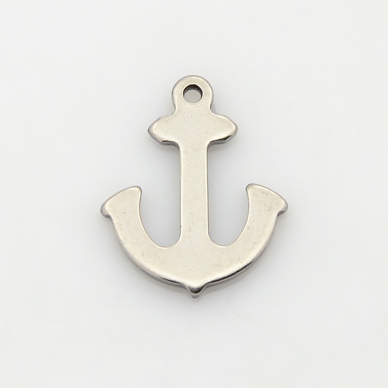 PandaHall Anchor 304 Stainless Steel Charms Pendants, Stainless Steel Color, 16x13x1mm, Hole: 1mm Stainless Steel Anchor & Helm