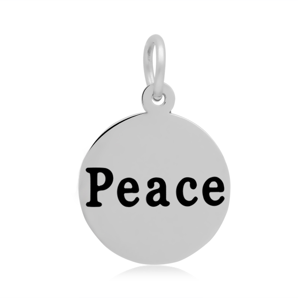 PandaHall 316 Stainless Steel Enamel Pendants, Flat Round with Word Peace, Stainless Steel Color, 19x16x1.5mm, Hole: 5mm Stainless...
