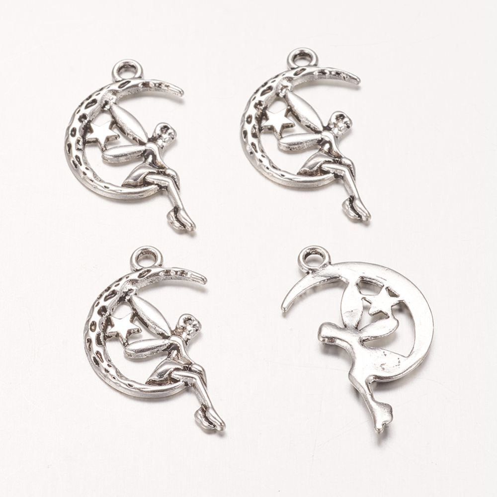PandaHall Zinc Alloy Fairy Sprite Charms, Characters Pendants in Fairy Tales, Halloween, Lead Free & Nickel Free, Antique Silver, about 25mm...
