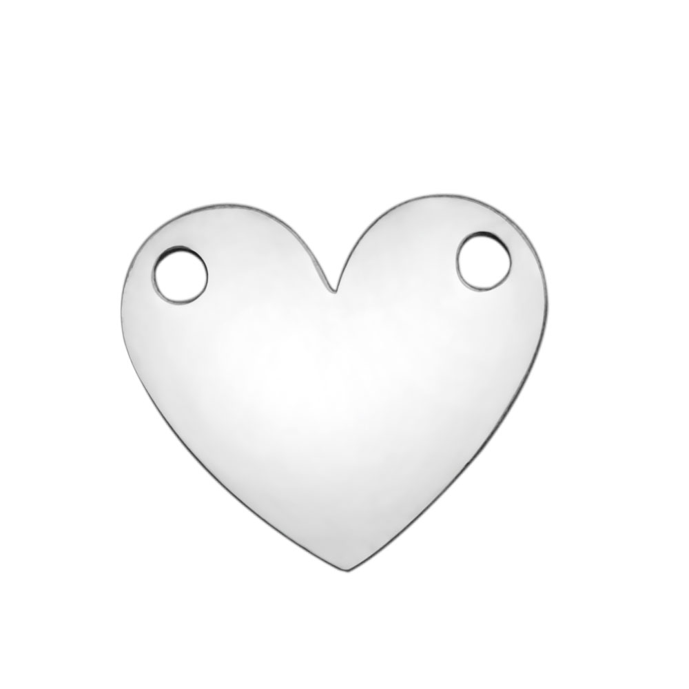 PandaHall 304 Stainless Steel Charms, Heart, Stainless Steel Color, 10.8x12.8x1mm, Hole: 1.5mm Stainless Steel Heart