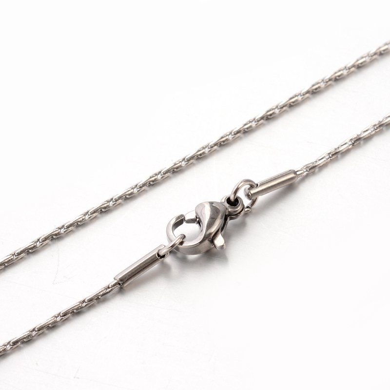 PandaHall 304 Stainless Steel Coreana Chain Necklaces, with Lobster Claw Clasps, Stainless Steel Color, 17.7"(45cm), 1mm Stainless Steel