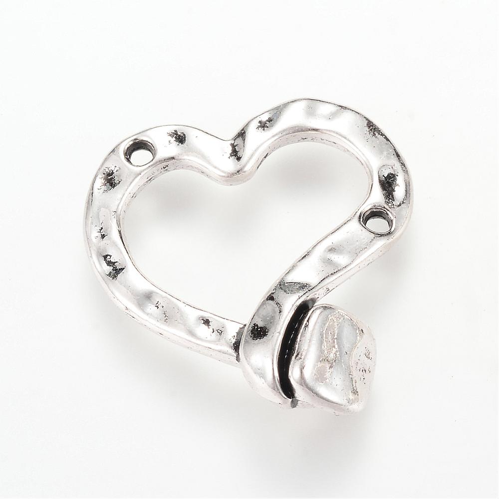 PandaHall Tibetan Style Alloy Pendants, Heart, Cadmium Free & Lead Free, Antique Silver, 27x26x8mm, Hole: 2mm; about 200pcs/1000g Alloy...