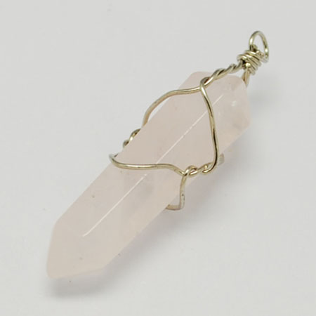 PandaHall Nature Gemstone Pendants, Rose Quartz, with Brass Findings, 36x8mm, Hole: 2mm Rose Quartz Others Pink