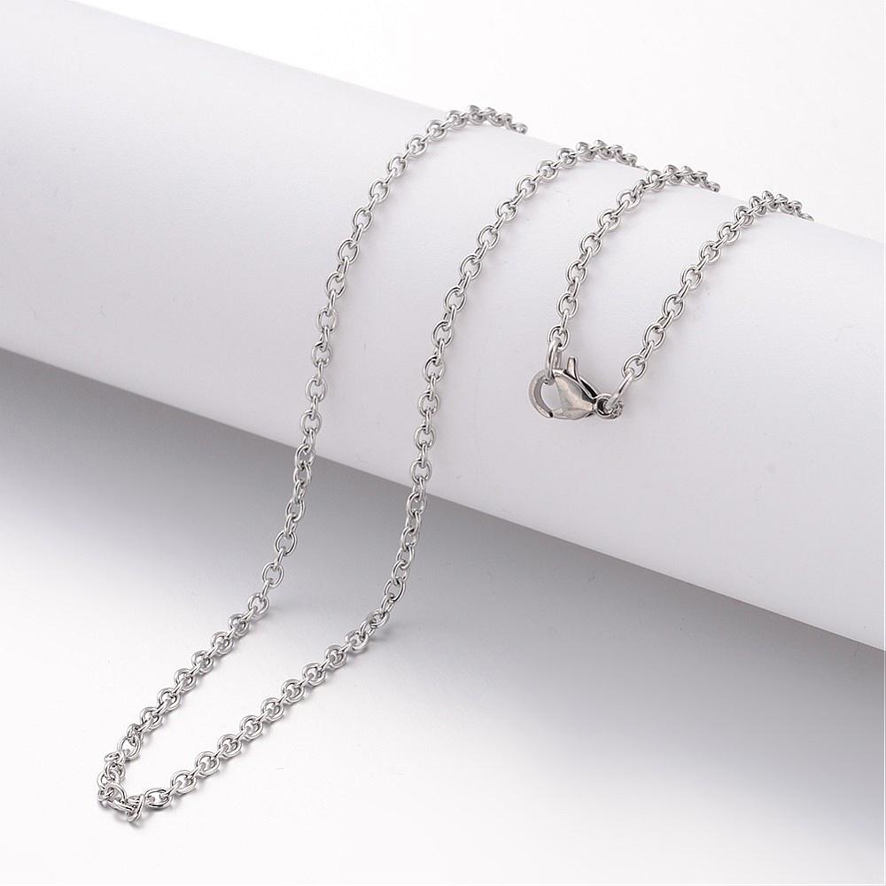 PandaHall 304 Stainless Steel Necklace Making, Cable Chains, with Lobster Clasps, Stainless Steel Color, 23.6"(600mm); 2.3mm Stainless Steel