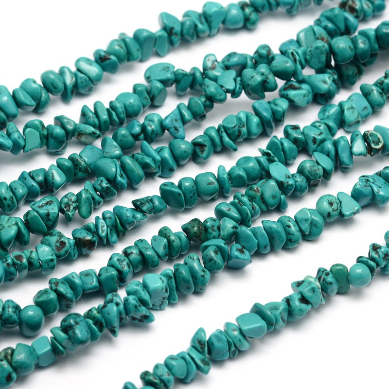 PandaHall Chips Natural Sinkiang Turquoise Beads Strands, 3~8x3~12x3~5mm, Hole: 1mm; about 32" Sinkiang Turquoise Chip