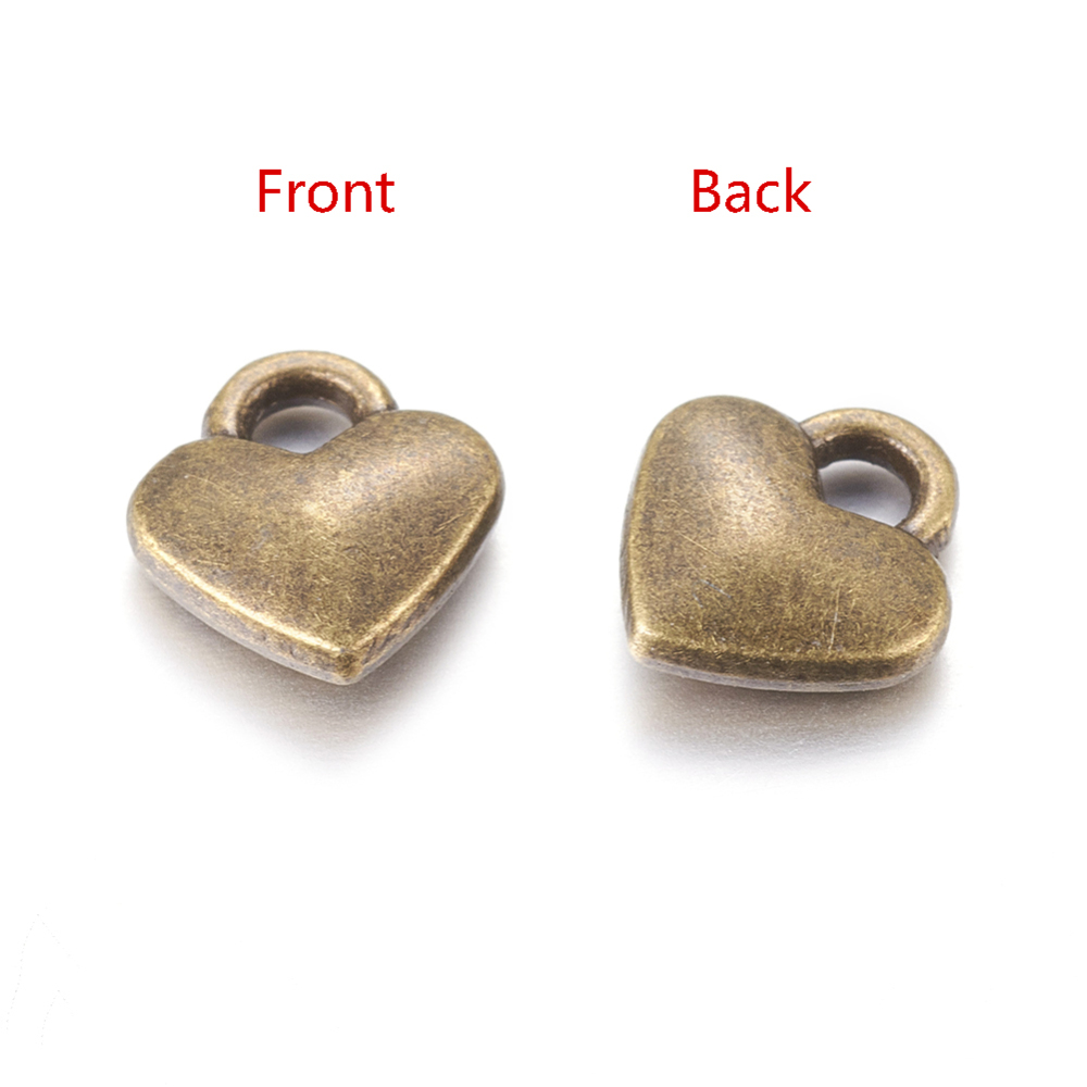 PandaHall Tibetan Style Alloy Charms, Cadmium Free & Lead Free, Heart, Antique Bronze, 8x7x2.5mm, Hole: 2mm Alloy Heart