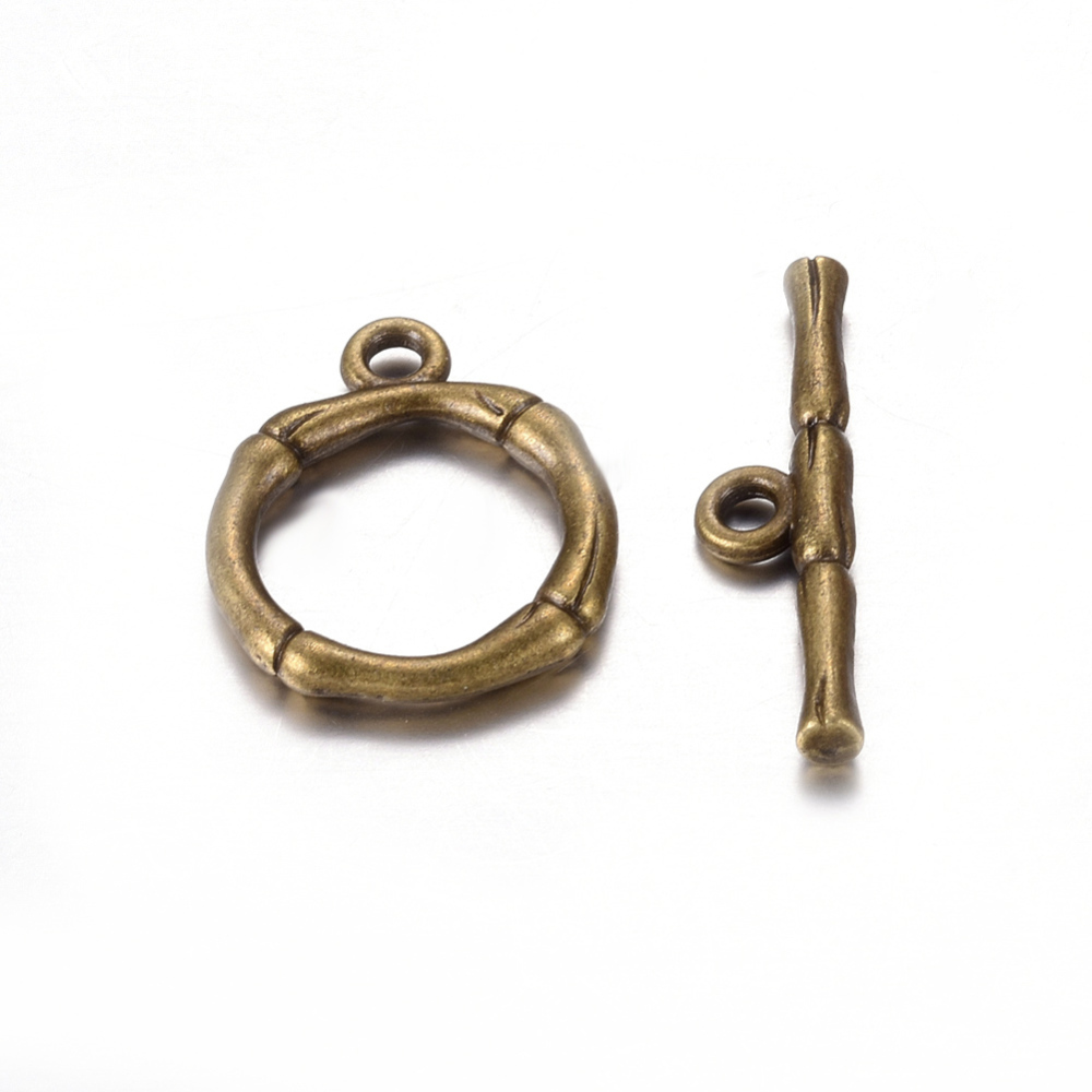 PandaHall Alloy Toggle Clasps, Lead Free and Cadmium Free, Antique Bronze, Size: Ring: about 20.5x17mm, Hole: 2mm, Bar: 26x6x3mm, Hole: 2mm...