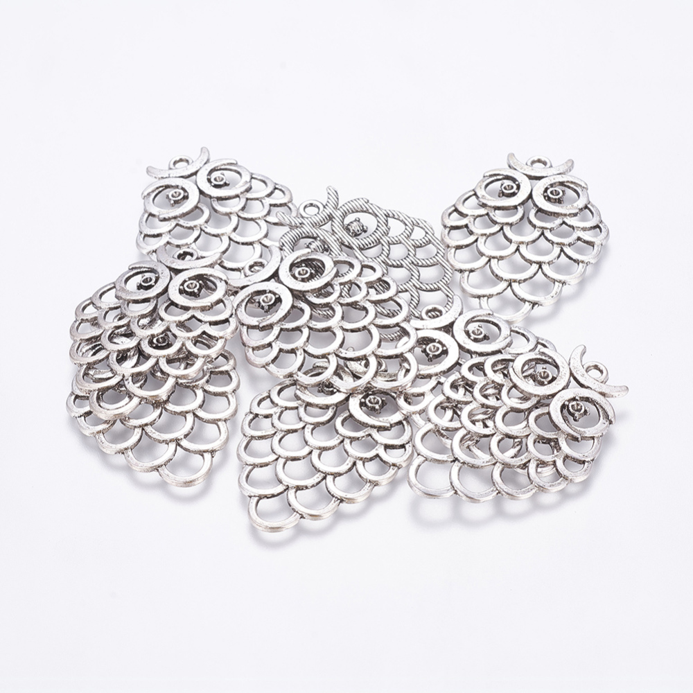 PandaHall Owl Alloy Pendant Rhinestone Settings, for Halloween, Lead Free & Cadmium Free & Nickel Free, Antique Silver, 43mm long, 30.5mm...