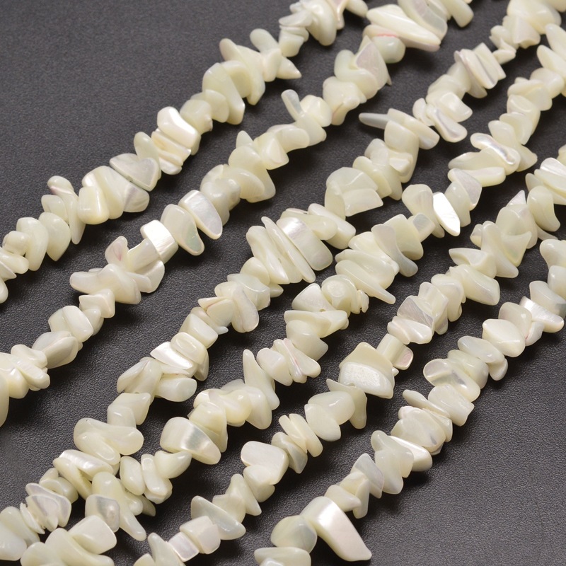 PandaHall White Shell Chip Bead Strands, Shell Shards, 5~15x5~8mm , Hole: 1mm; about 31.5" White Shell Chip