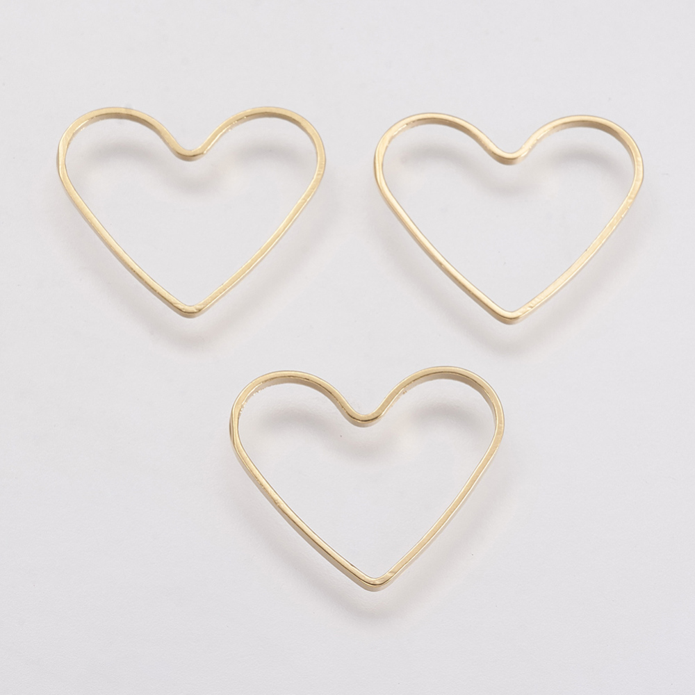 PandaHall Brass Linking Rings, Real Gold Plated, Heart, 19*21x1mm Brass Heart