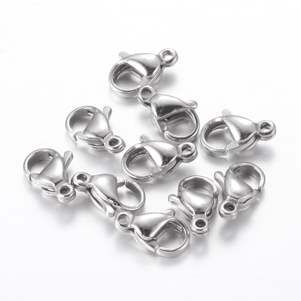 PandaHall 304 Stainless Steel Lobster Claw Clasps, Grade A, Size: about 9mm long, 6mm wide, 3mm thick, hole: 1mm, inner diameter: 3mm...