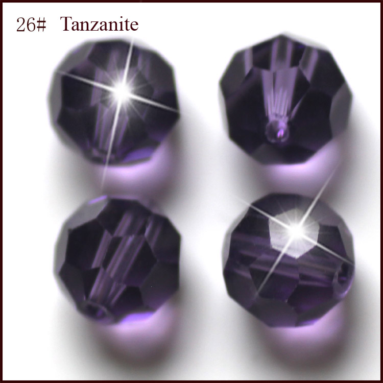 PandaHall Imitation Austrian Crystal Beads, Grade AAA, Faceted, Round, Indigo, 6mm, Hole: 1mm Glass Round Purple