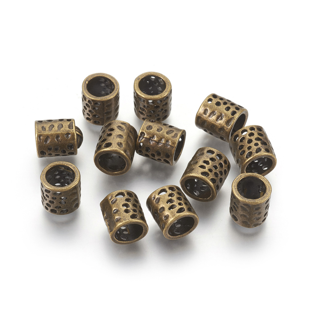 PandaHall Tibetan Style Beads, Lead Free & Nickel Free & Cadmium Free, Column, Antique Bronze Color, about 9mm long, 8mm in diameter, 5.5mm...