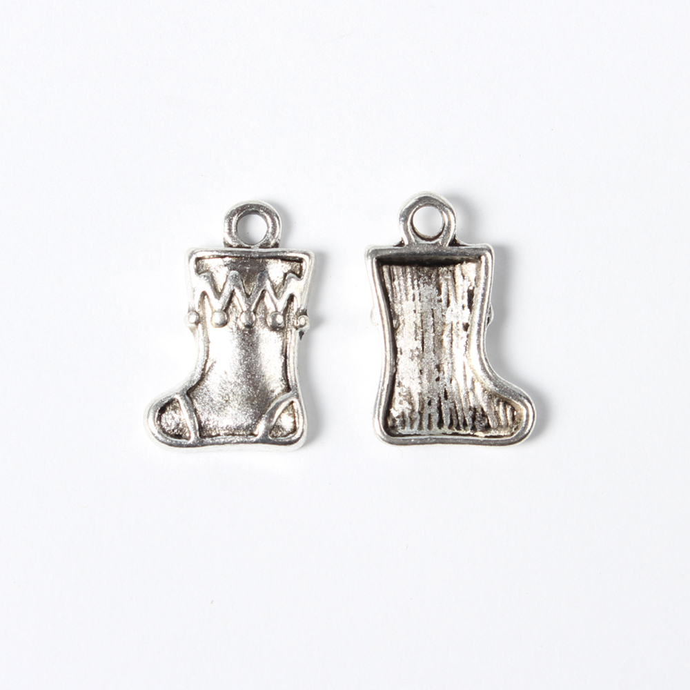 PandaHall Tibetan Style Pendant Beads, Zinc Alloy, Lead Free and Cadmium Free, Antique Silver, Christmas Shoes, 11mm wide, 17mm long, hole...