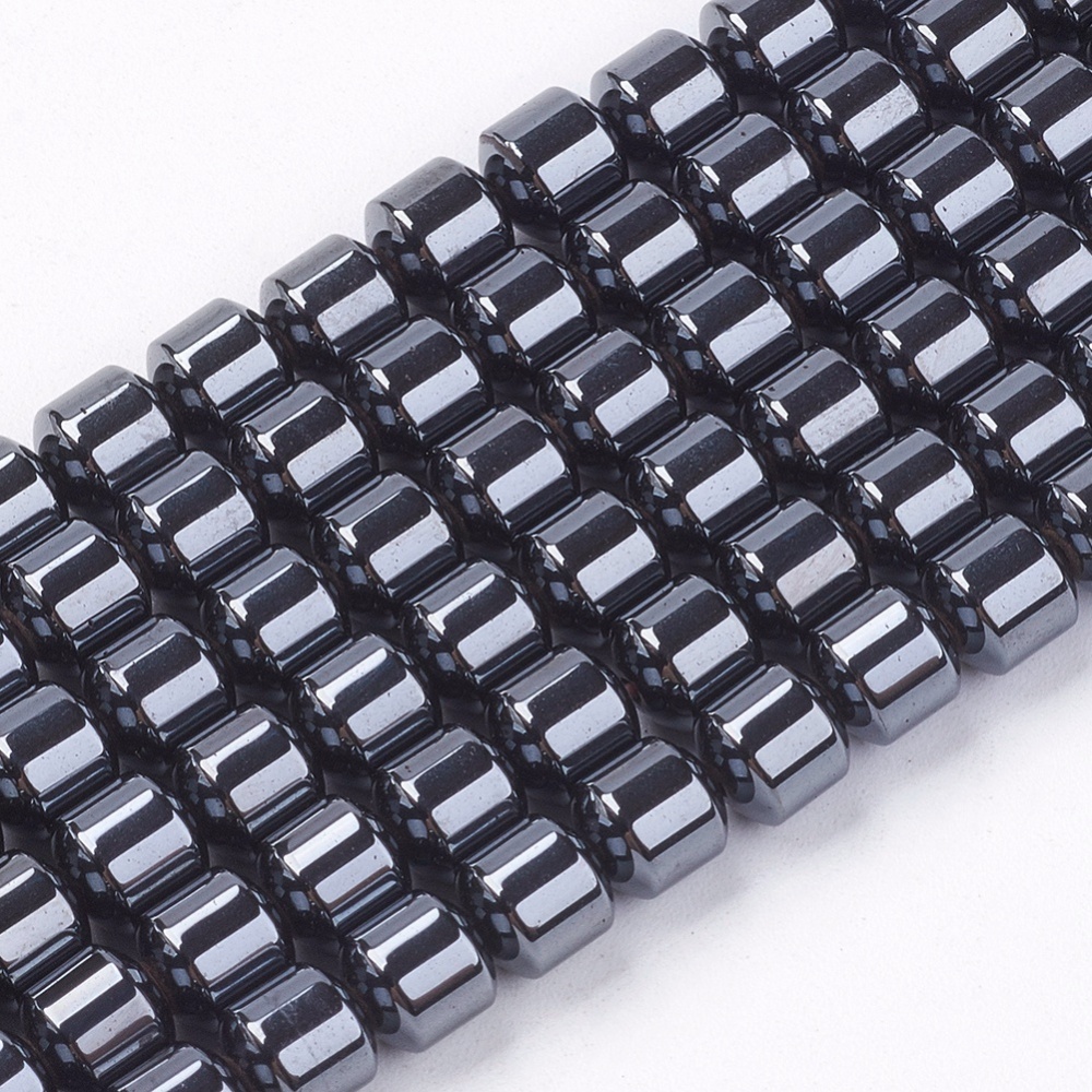 PandaHall Column Non-magnetic Synthetic Hematite Bead Strands, Black, 5x5mm, Hole: 1mm; about 78pcs/strand, 16.5" Non-magnetic Hematite...