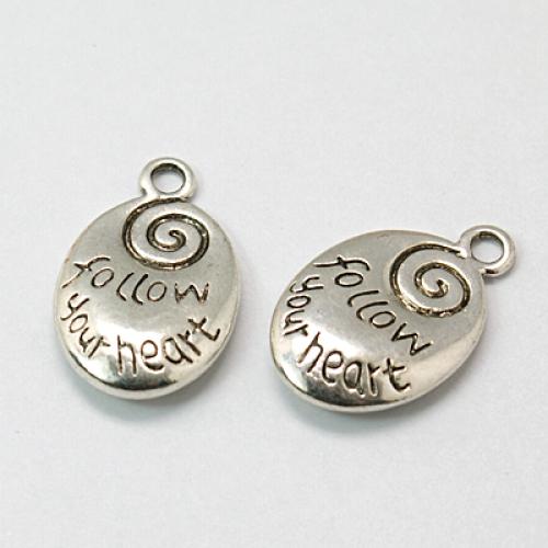 PandaHall Tibetan Style Pendants, Lead Free and Nickel Free and Cadmium Free, Antique Silver, 13mm wide, 20mm long, hole: 2mm Alloy Oval