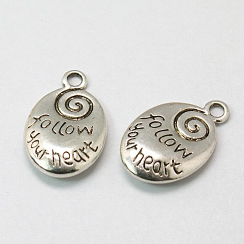 PandaHall Antique Silver Tibetan Style Message Pendants, Lead Free and Cadmium Free, 13mm wide, 20mm long, hole: 2mm Alloy Oval
