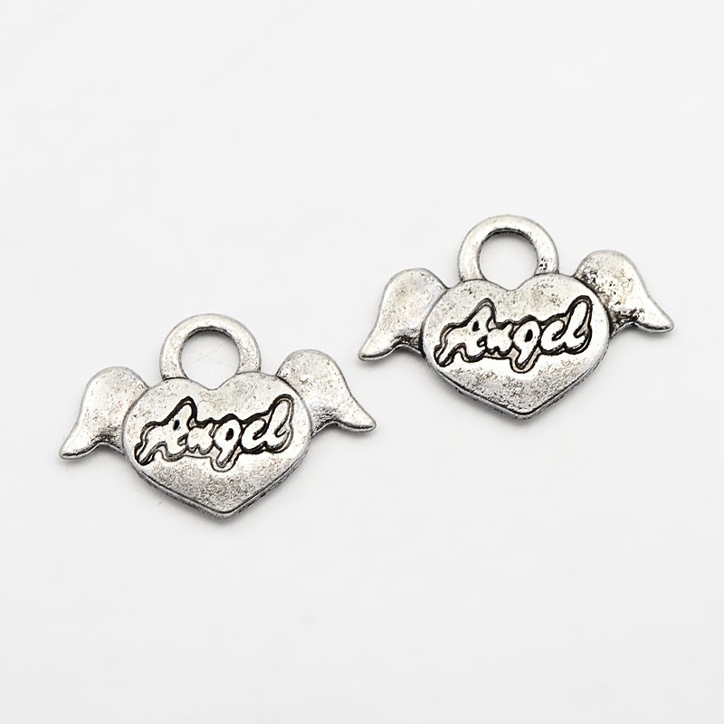 PandaHall Antique Silver Color Alloy Heart Pendants, Lead Free and Cadmium Free & Nickel Free, 19x12.5x2mm, Hole: 2mm Alloy Heart