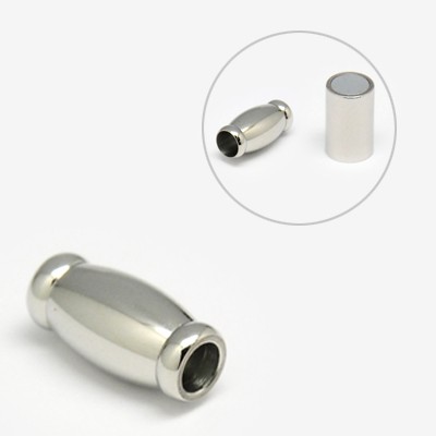 PandaHall 304 Stainless Steel Magnetic Clasps, Barrel, 16x8mm, Hole: 4mm Stainless Steel Barrel