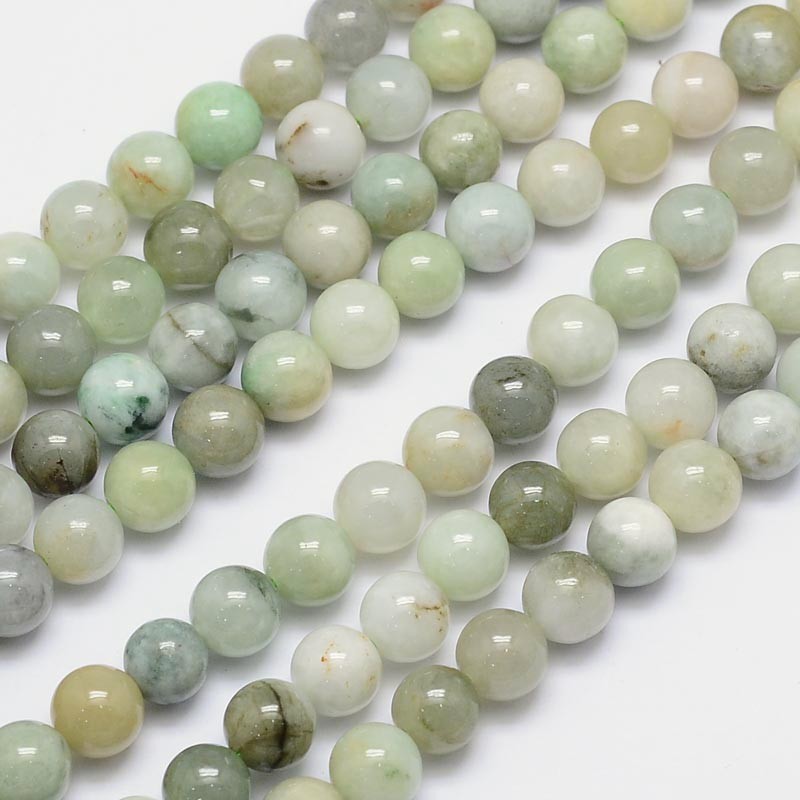 PandaHall Natural Jadeite Round Bead Strands, 8mm, Hole: 1mm; about 51pcs/strand, 15.5" Jadeite Round