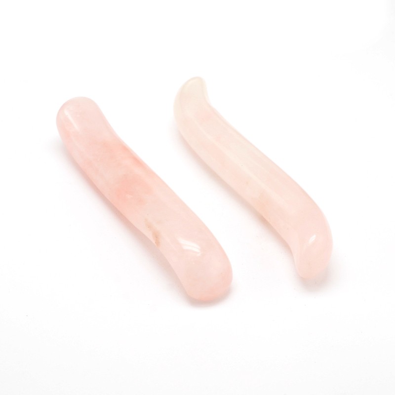 PandaHall Natural Gemstone Gua Sha Boards, Scraping Massage Tools, Gua Sha Facial Tools, Rose Quartz, 104~105x19~20x15mm Others