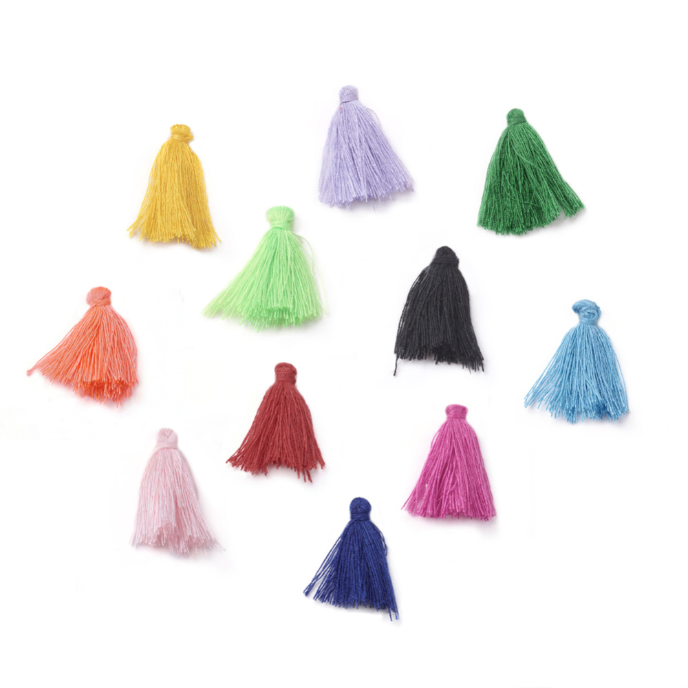 PandaHall Polyester Tassel Pendant Decorations, Mixed Color, 28~34x5mm; about 300pcs/bag Polyester Multicolor