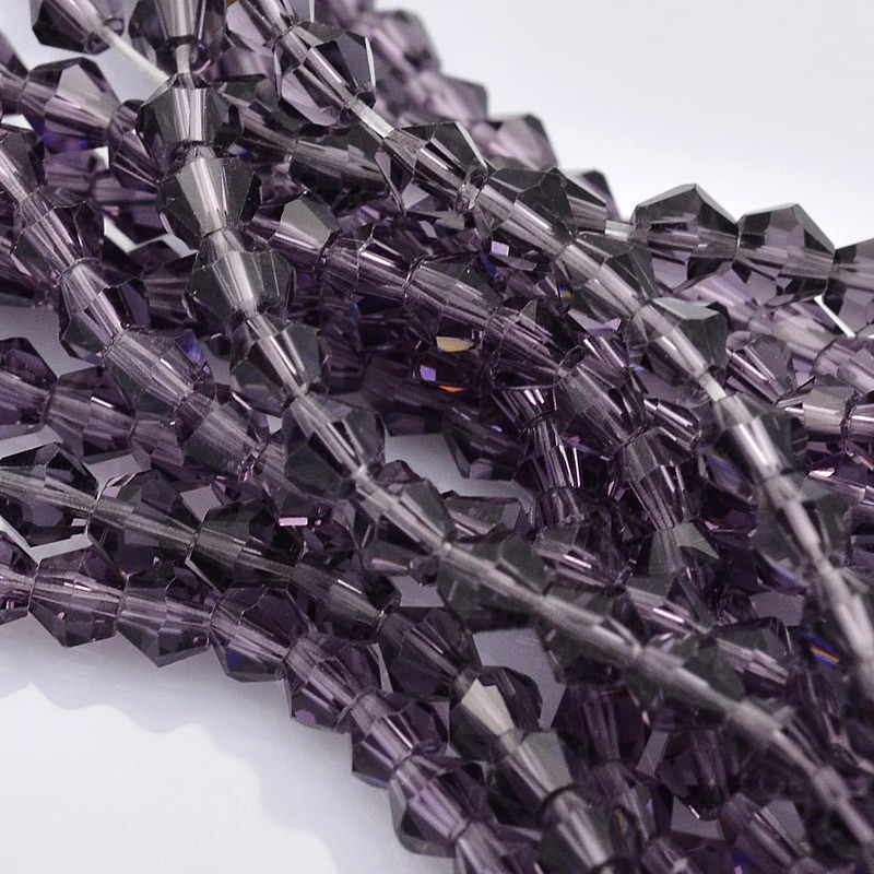 PandaHall Faceted Bicone Glass Beads Strands, DarkSlateBlue, 4x4mm, Hole: 1mm; about 120pcs/strand, 18.1" Glass Bicone Blue