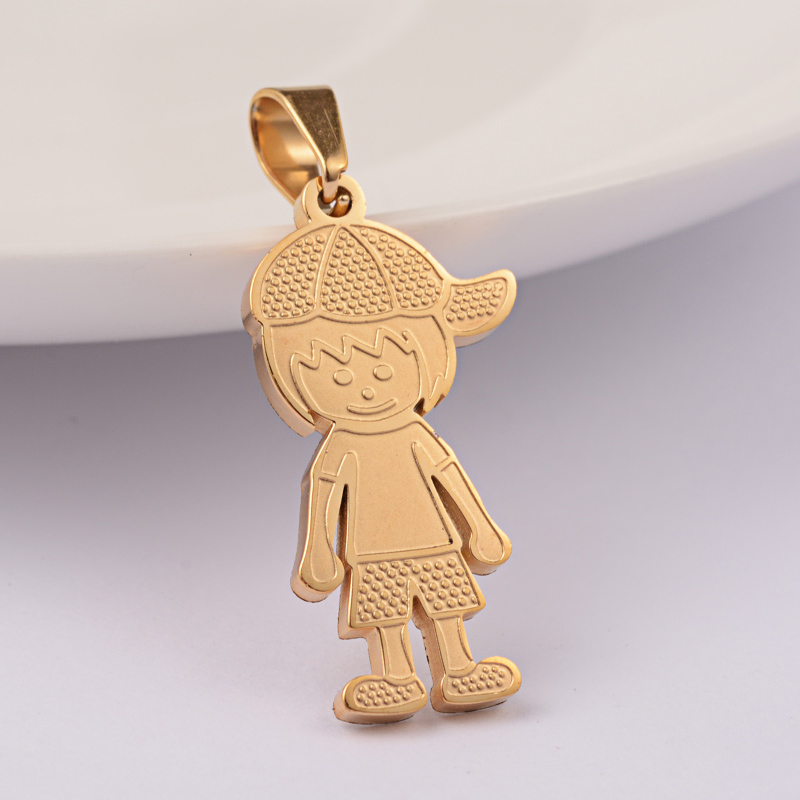 PandaHall Boy 304 Stainless Steel Pendants, Golden, 27x14x2mm, Hole: 6x4mm Stainless Steel Human