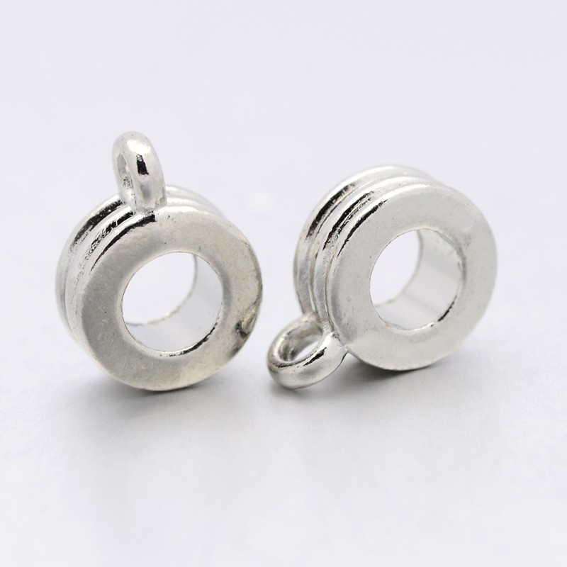 PandaHall Zinc Alloy European Hangers, Bail Beads, Platinum Color, Platinum Color, Column, 9x12x4mm, Hole: 2mm Alloy Column