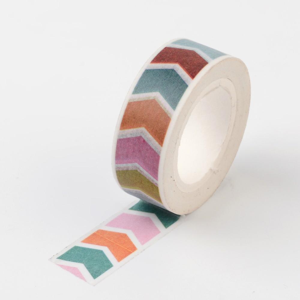 PandaHall DIY Arrow Pattern Scrapbook, Decorative Adhesive Tapes, Colorful, 15mm; about 10m/roll Paper