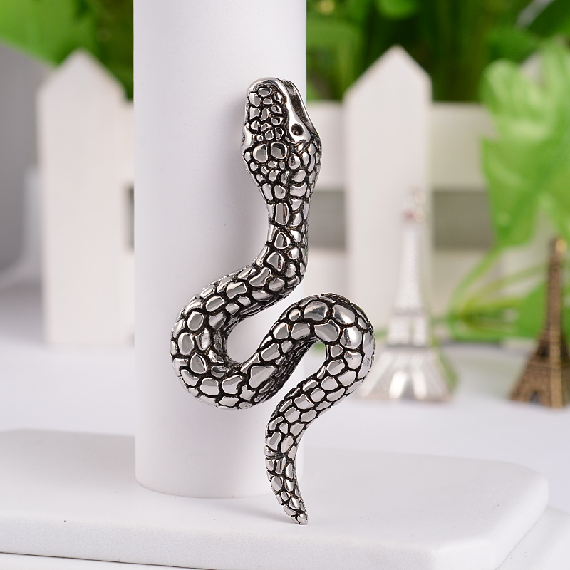 PandaHall Retro 316 Stainless Steel Snake Big Pendants, Antique Silver, 67x32x10.5mm, Hole: 6x4.5mm Stainless Steel Snake