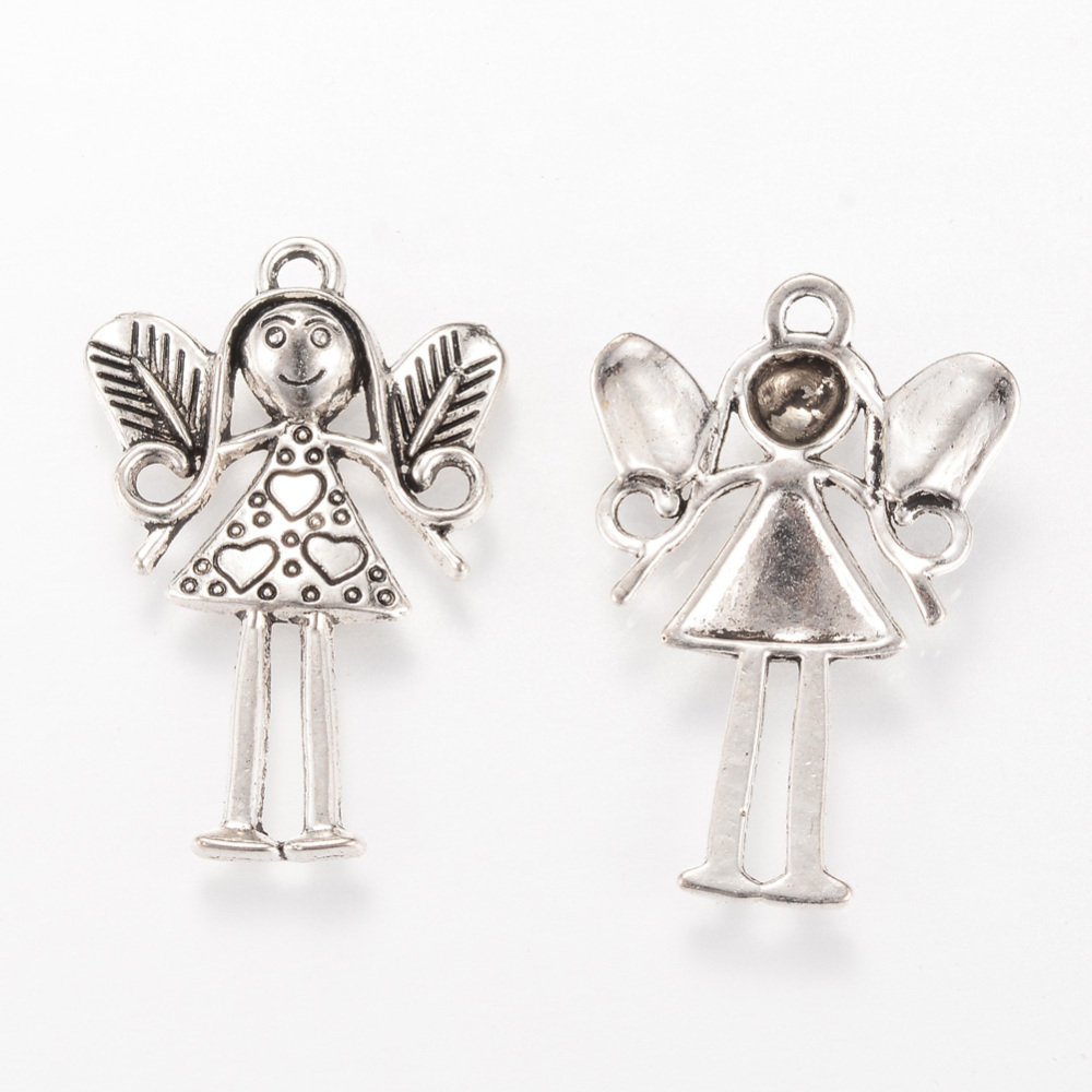 PandaHall Tibetan Style Alloy Pendants, Fairy, Cadmium Free & Nickel Free & Lead Free, Antique Silver, 36x24x4mm, Hole: 2x3mm; about...
