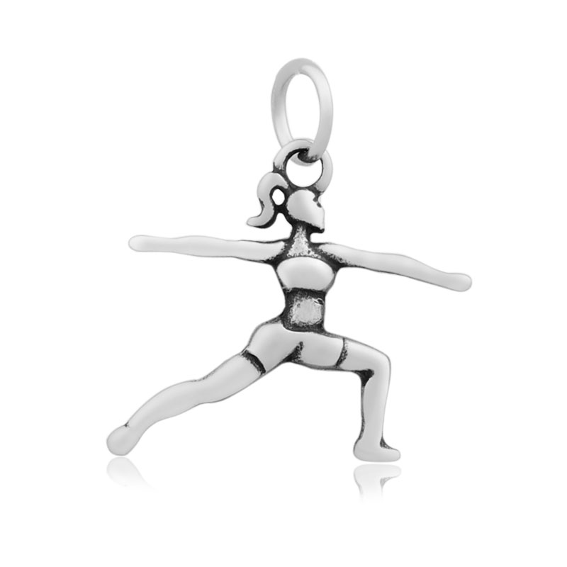 PandaHall Human with Yoga 316 Stainless Steel Pendants, Antique Silver, 21x23x2mm, Hole: 5mm Stainless Steel Human
