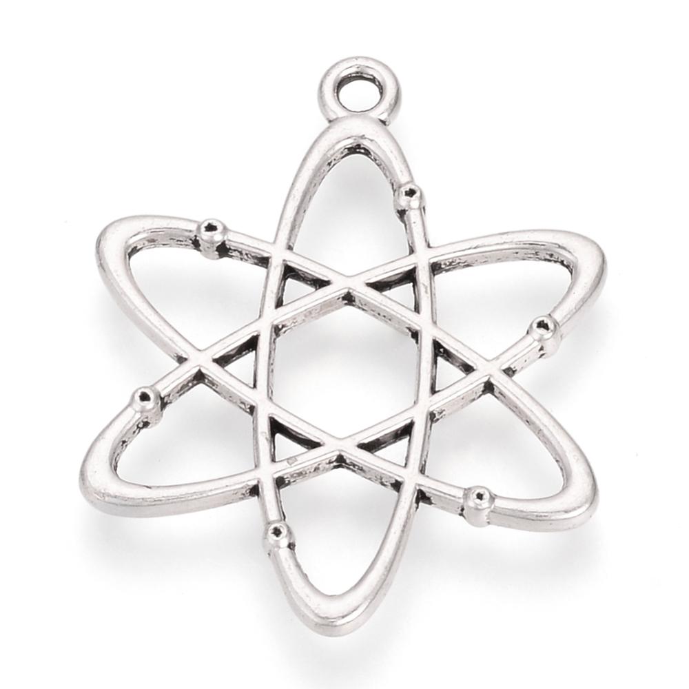 PandaHall Tibetan Style Alloy Pendants, Flower, Lead Free & Cadmium Free, Antique Silver, 33x26x2mm, Hole: 2.5mm Alloy Flower