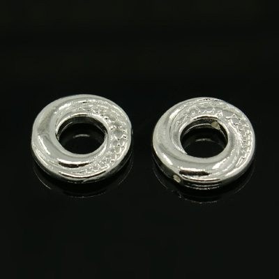 PandaHall Tibetan Style Alloy Bead Frames, Donut, Silver, 15x2.5mm, Inner Diameter: 6mm, Hole: 1mm Alloy Donut