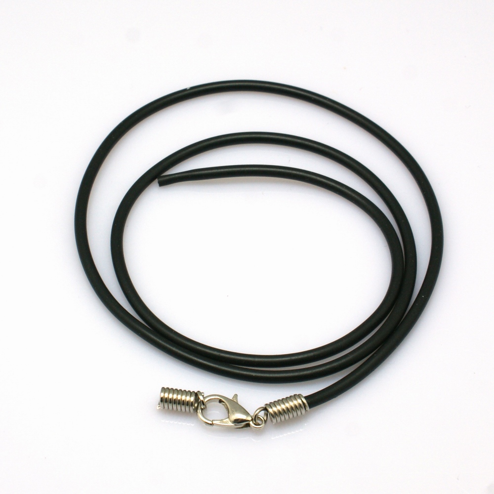 PandaHall Rubber Necklace Cord Making, with Platinum Iron Findings, 18"; 1.5mm Rubber Black