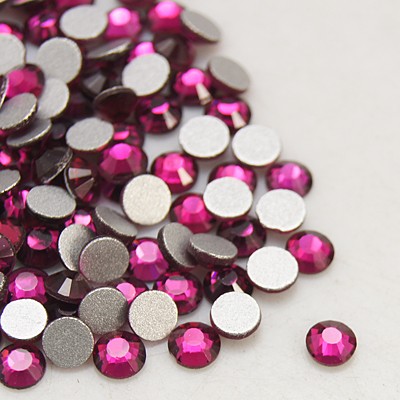 PandaHall Glass Flat Back Rhinestone, Grade A, Back Plated, Faceted, Half Round, Fuchsia, 3.8~4mm; about 1440pcs/bag Glass Rhinestone Half...