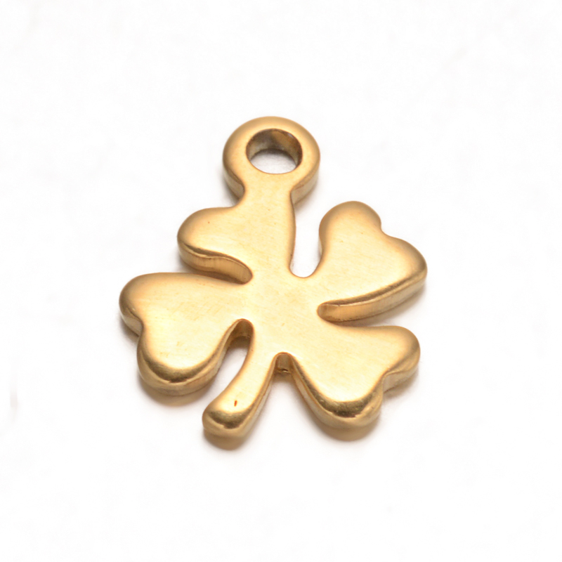 PandaHall 304 Stainless Steel Clover Charms, Golden, 10.5x8.2x1mm, Hole: 1.2mm Stainless Steel Clover