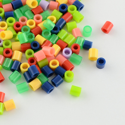 PandaHall PE Fuse Beads, DIY Melty Beads, Tube, Mixed Color, 5x5mm, Hole: 3mm; about 8000pcs/500g Plastic Tube Multicolor