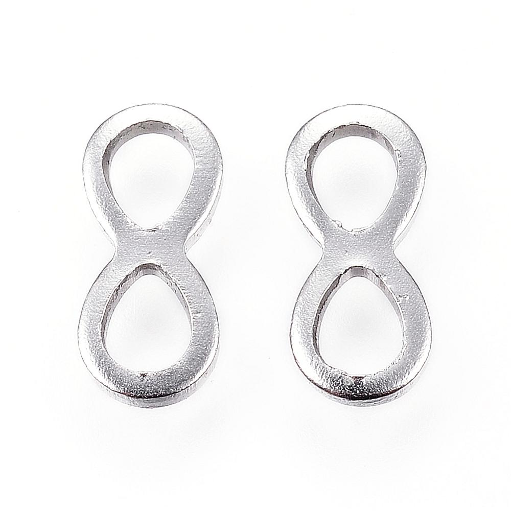 PandaHall 304 Stainless Steel Links, Infinity, Stainless Steel Color, 10x4.5x1mm, Hole: 3x3.5mm Stainless Steel Infinity