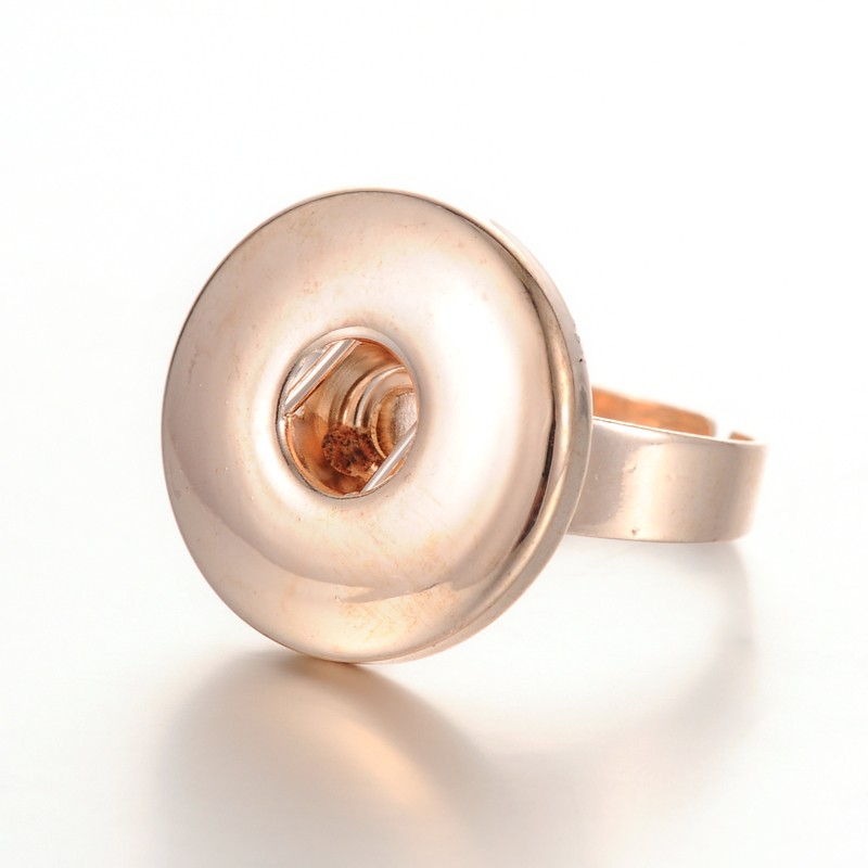 PandaHall Adjustable Brass Finger Ring Components Snap Fastener Settings, Rose Gold, 18mm, Snap: 19mm, Half Hole: 6x4mm, fit Snap Buttons in...