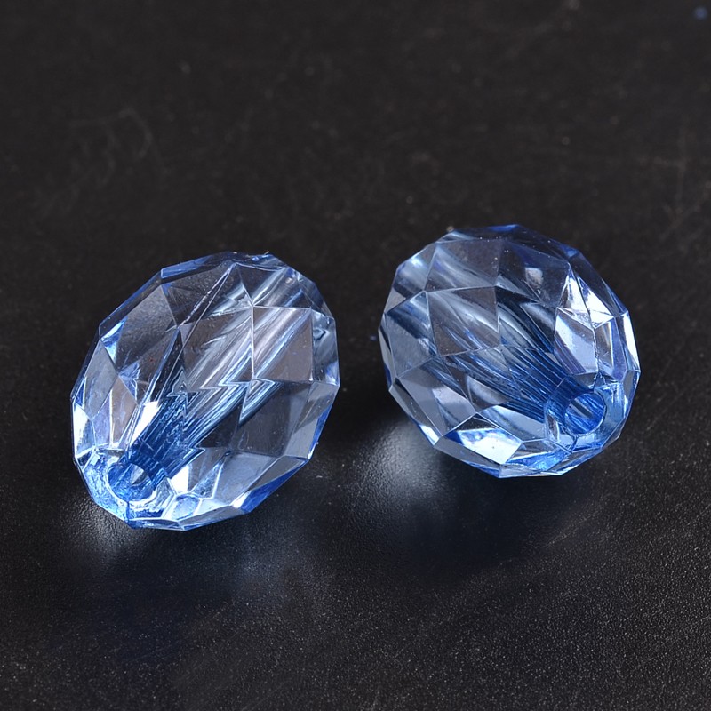 PandaHall Transparent Acrylic Beads, Oval, Blue, about 22mm long, 14mm thick, hole: 3mm, about 170pcs/500g Acrylic Oval Blue