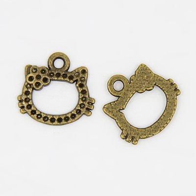 PandaHall Cat Head Alloy Pendant Rhinestone Settings, Lead Free & Cadmium Free & Nickel Free, Antique Bronze, 15.5x16.5x1.5mm, Hole: 2mm;...