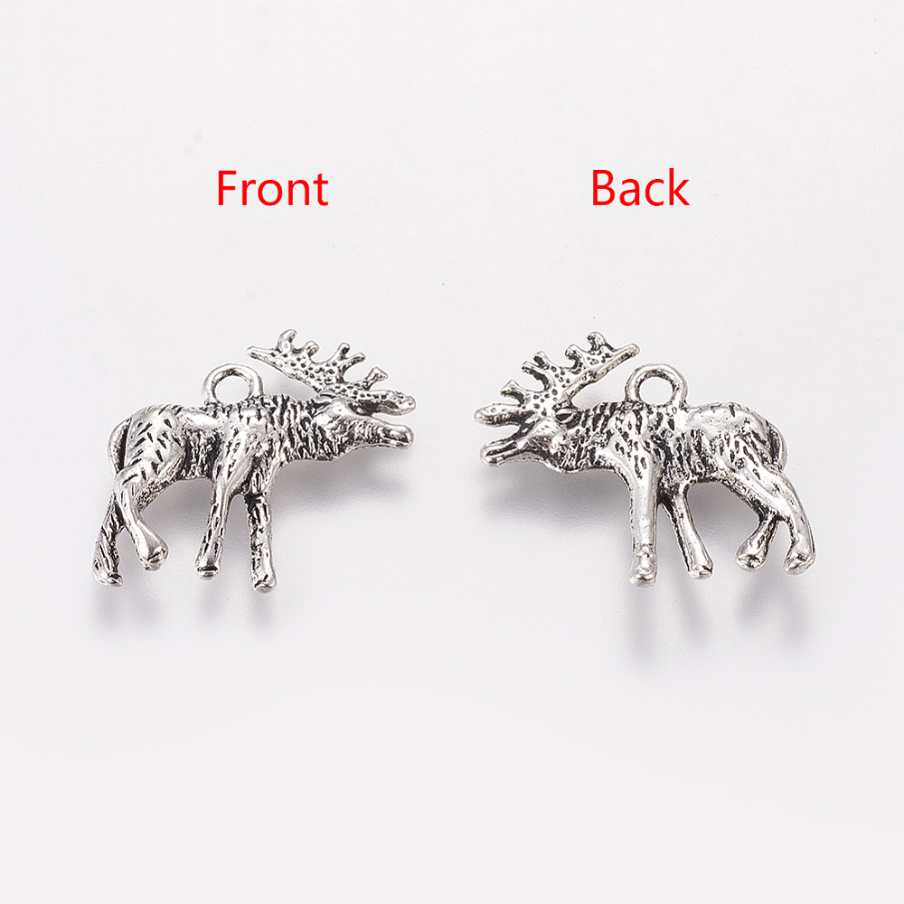 PandaHall Tibetan Style Alloy Pendants, Christmas Reindeer/Stag Pendants, Cadmium Free & Lead Free, Antique Silver, 22x22x3mm, Hole: 2.5mm...