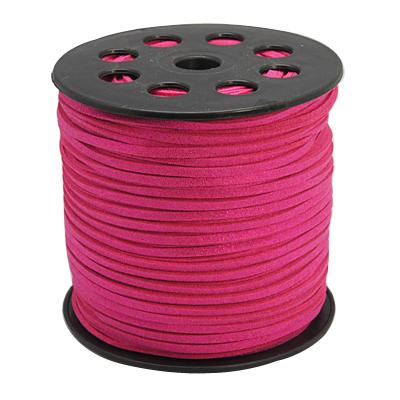 PandaHall Glitter Powder Faux Suede Cord, Faux Suede Lace, DeepPink, 3mm; 100yards/roll Suede Pink
