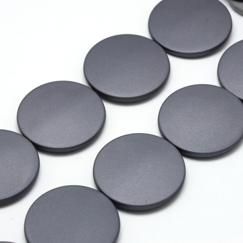 PandaHall Rubberized Style Acrylic Beads Strands, Flat Round, DarkGray, 39x6.5mm, Hole: 1.5mm Acrylic Flat Round Gray